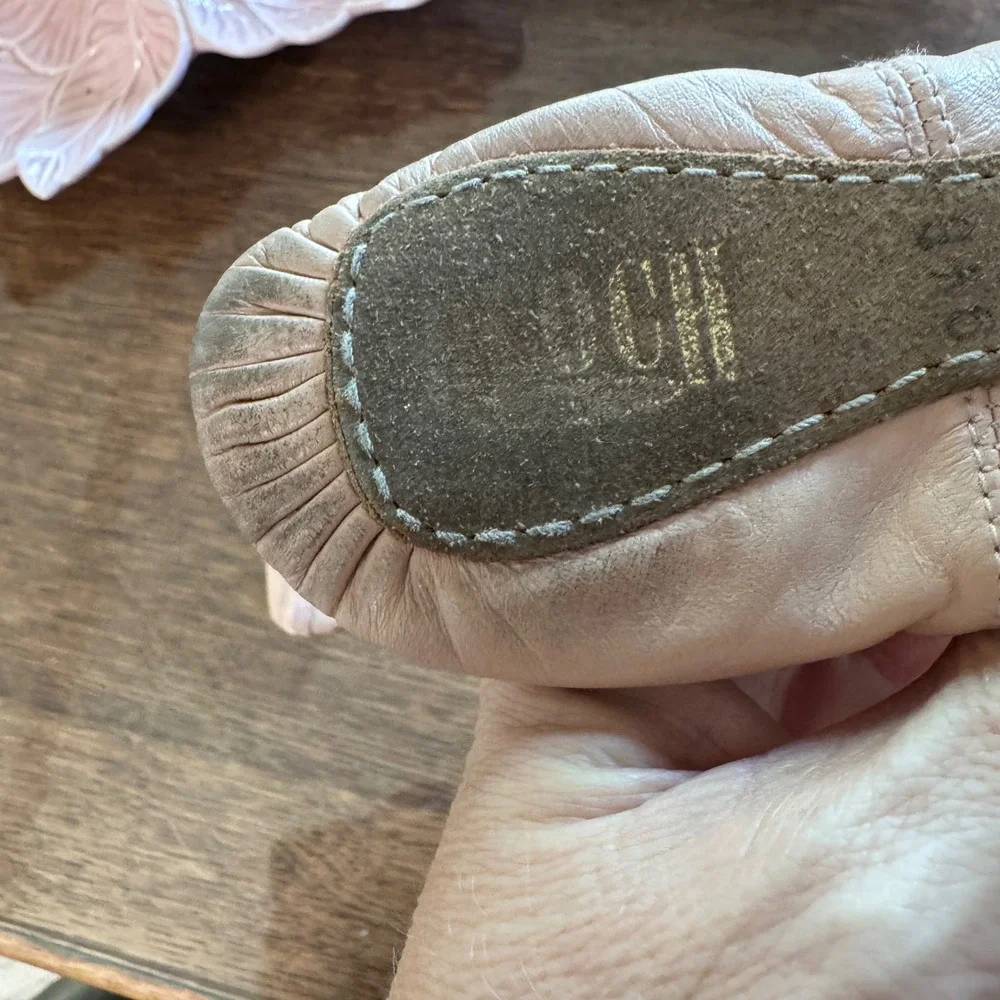 Bloch Pink Leather Ballet Slippers Kids Size 9.5 B Dance Shoes Full Sole 0658